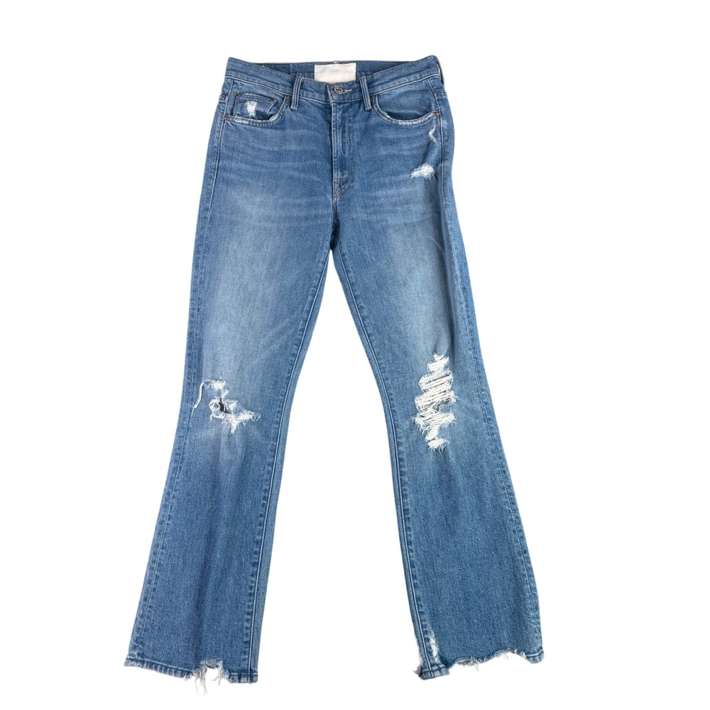 Mother The Insider Ankle Chew Jeans Women 26 Blue Destroyed Bills High Rise